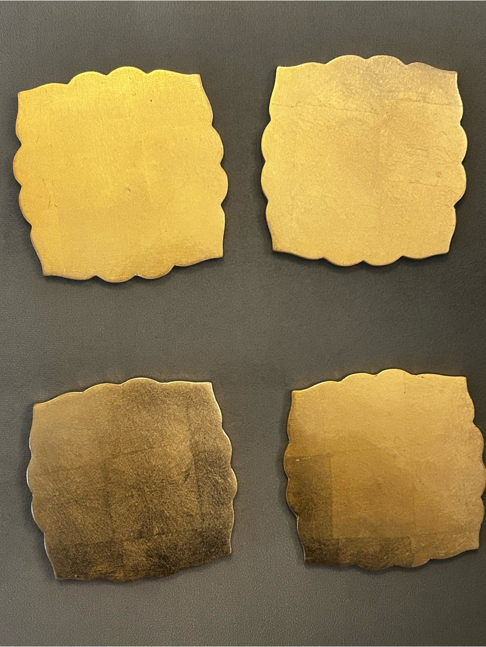 Kim Seybert Gold Metallic Scalloped Coasters – Set of 4
